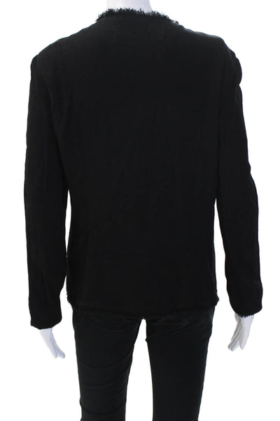 Raquel Allegra Women Black Rayon Jacket Long Sleeve Size 2