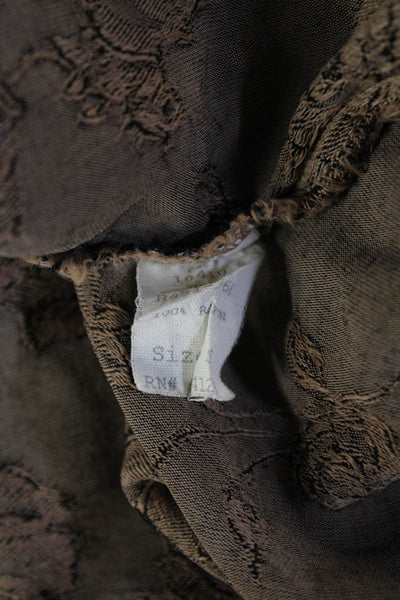 CP Shades Womens Floral Collared Rayon Button-Up Blouse Brown Size S
