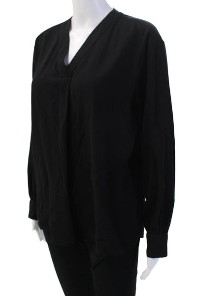 Uniqlo Womens Black V-Neck Long Sleeve Basic Blouse Size M