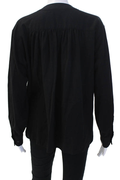 Uniqlo Womens Black V-Neck Long Sleeve Basic Blouse Size M
