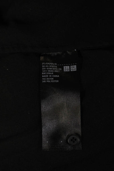 Uniqlo Womens Black V-Neck Long Sleeve Basic Blouse Size M