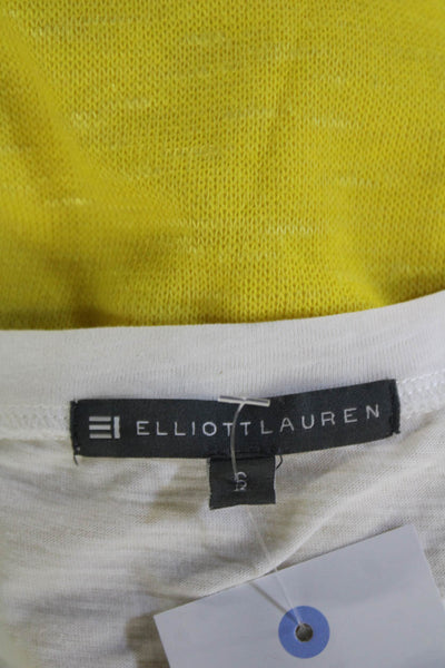 Elliott Lauren Women Basic Yellow Cotton Crew Neck Long Sleeve T-Shirt Size L