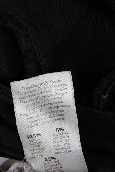 Mother Women Skinny Ankle Cropped Jeans Black Button Mid Rise Size 25