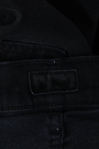 Mother Women Skinny Ankle Cropped Jeans Black Button Mid Rise Size 25