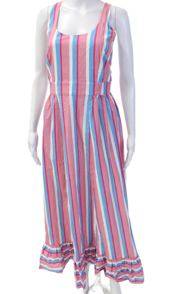 Staud Women Maxi Dress Pink Zip Round Neck Sleeveless Beach Size 10