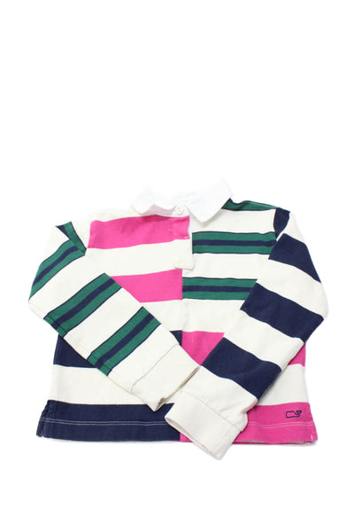Vineyard Vines Boys Cotton Long Sleeve Stripe Polo Top White Size XS