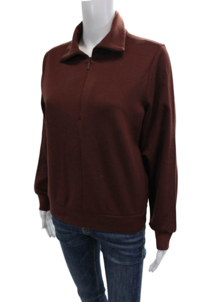 Athleta Women Pullover Sweatshirts Brown Mock Neck Zip Long Sleeve Size XS