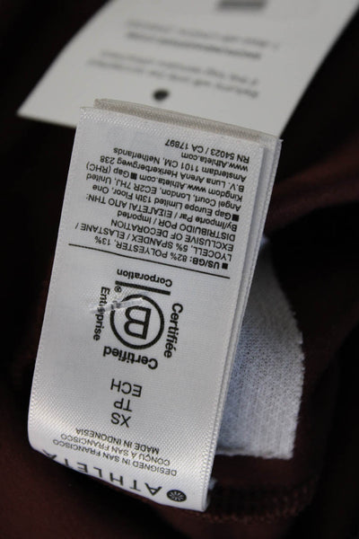 Athleta Women Pullover Sweatshirts Brown Mock Neck Zip Long Sleeve Size XS