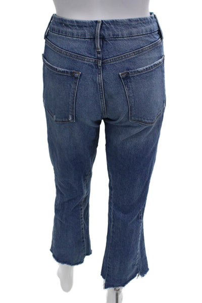 Frame Women Cropped Boyfriend Jeans Blue Mid Rise Button Size 27