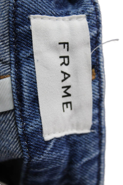 Frame Women Cropped Boyfriend Jeans Blue Mid Rise Button Size 27