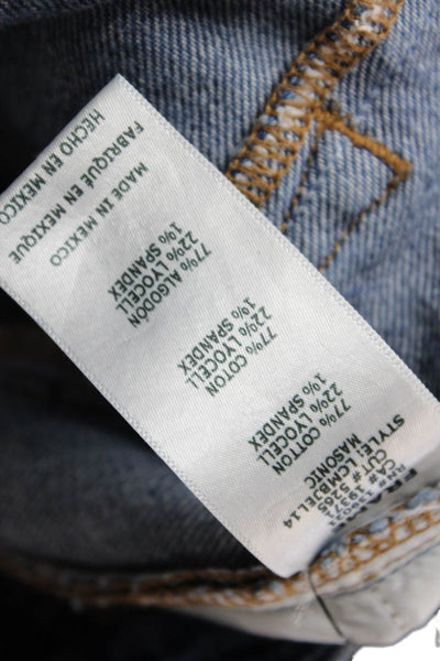 Frame Women Cropped Boyfriend Jeans Blue Mid Rise Button Size 27