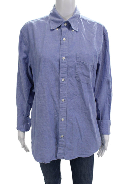 J Crew Mens Button-Down Shirt Long Sleeve Blue Cotton Size M