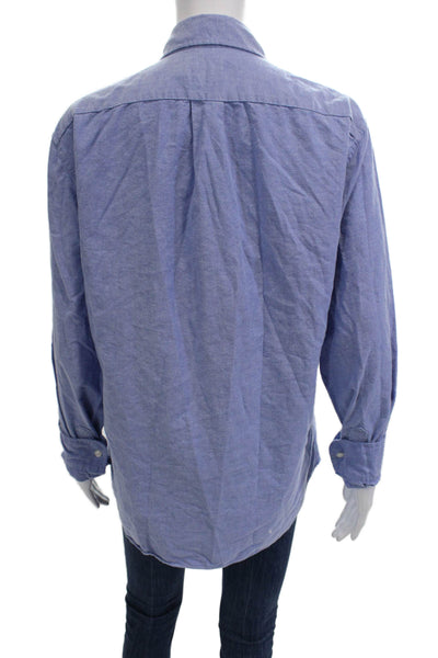 J Crew Mens Button-Down Shirt Long Sleeve Blue Cotton Size M