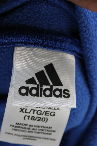Adidas Unisex Kids Striped Long Sleeve Pullover Hoodie Blue Size XL