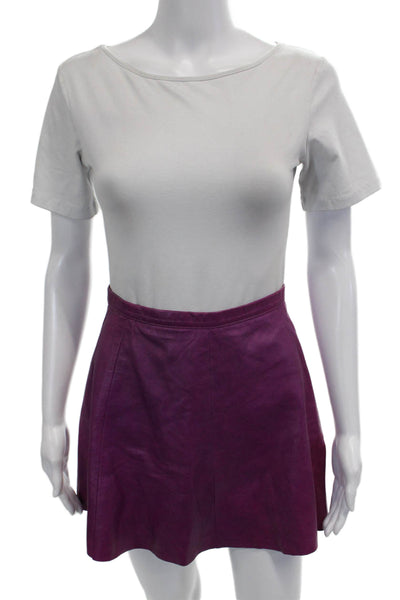 Love Leather Women A-Line Mini Skirt Purple  Leather Size XS
