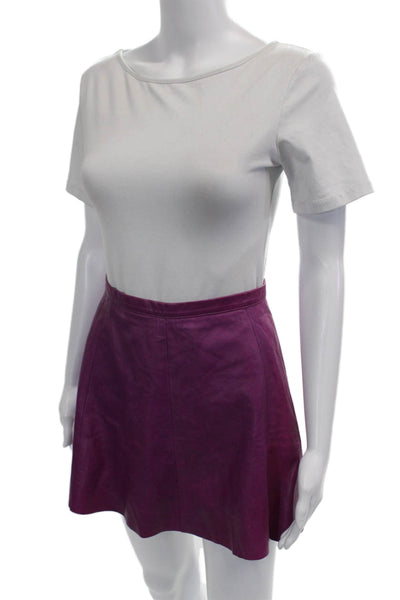 Love Leather Women A-Line Mini Skirt Purple  Leather Size XS