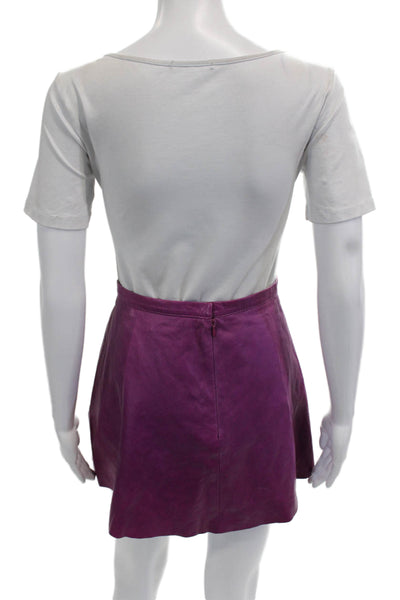 Love Leather Women A-Line Mini Skirt Purple  Leather Size XS