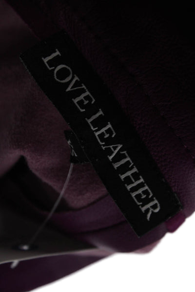 Love Leather Women A-Line Mini Skirt Purple  Leather Size XS