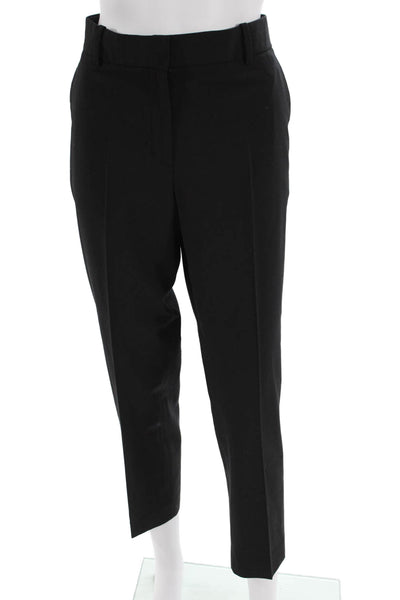Theory Unisex Cropped Ankle Dress Pants Black Wool Blend Button Size 8
