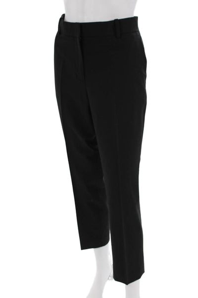 Theory Unisex Cropped Ankle Dress Pants Black Wool Blend Button Size 8