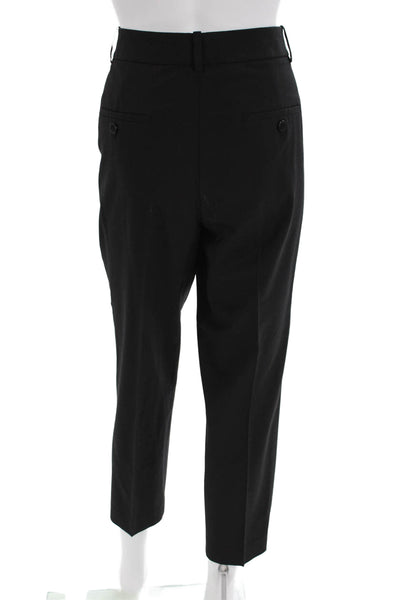 Theory Unisex Cropped Ankle Dress Pants Black Wool Blend Button Size 8