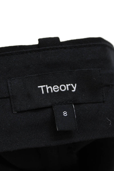 Theory Unisex Cropped Ankle Dress Pants Black Wool Blend Button Size 8