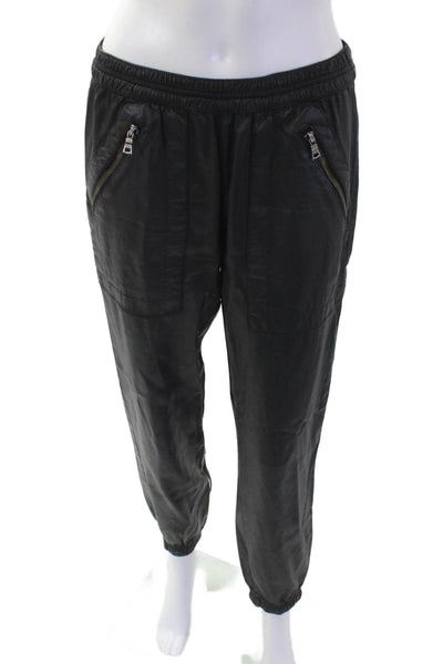 DWP Women Jogger Pants Black Zip Tencel Rayon Size S