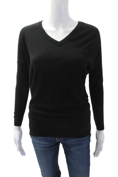 Vince Women Black V-Neck Basic Long Sleeve Sweater Size S