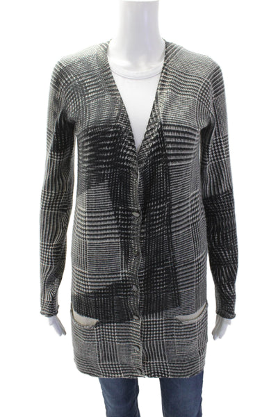 Lucien Pellat-Finet Unisex Black Cashmere Check V-Neck Cardigan Size S