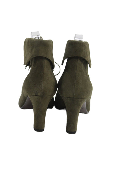 Fratelli Rossetti Women's Lace Up Tassel Suede Leather Ankle Boots Green Size 38