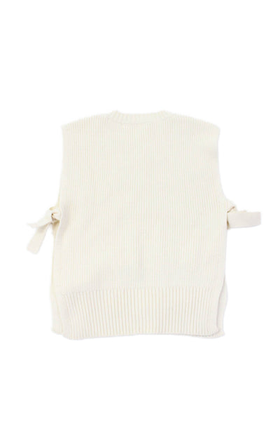 Zara Childrens Girls Sleeveless Tie Sides Shell Sweater White Size 5