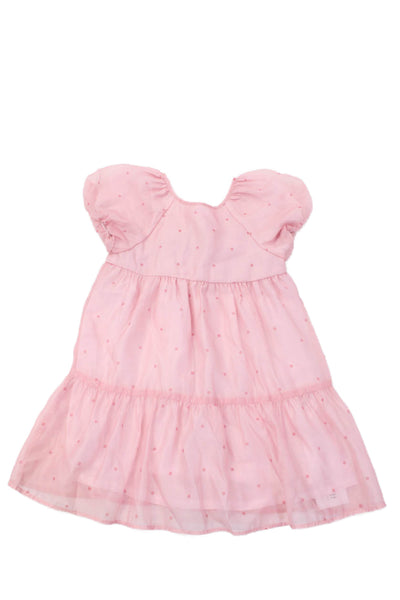 Zara Childrens Girls Polka Dot Short Sleeves A Line Dress Pink Size 6