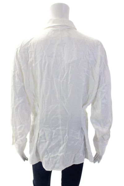 Zara Womens Collared Viscose Button-Up Long Sleeve Blouse White Size S