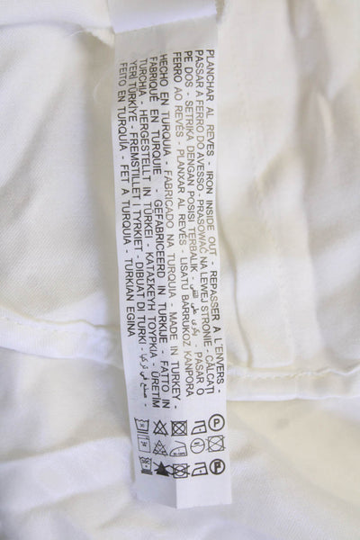 Zara Womens Collared Viscose Button-Up Long Sleeve Blouse White Size S