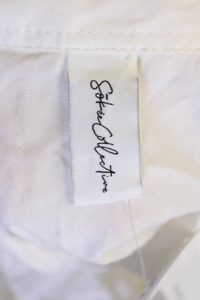Sokee Collective Women Cropped Boho Blouse White Long Sleeve Size XS