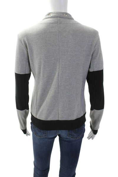Aqua Women Biker Jacket Gray Snap Closure High Neck Size XS