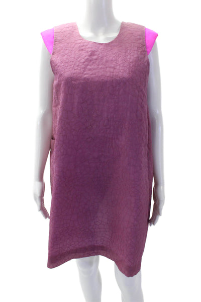 Isaac Mizrahi Women Purple Cotton Shift Dress Sleeveless Round Neck Size L