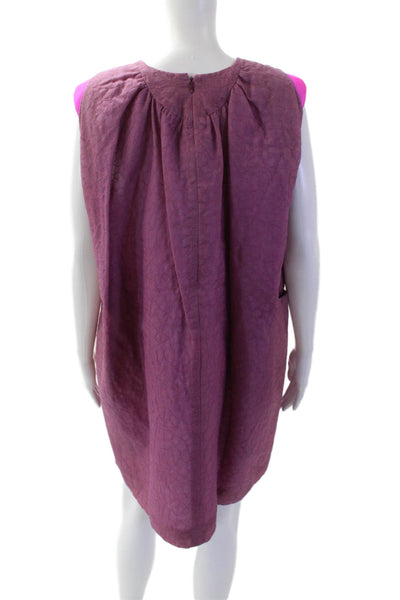 Isaac Mizrahi Women Purple Cotton Shift Dress Sleeveless Round Neck Size L