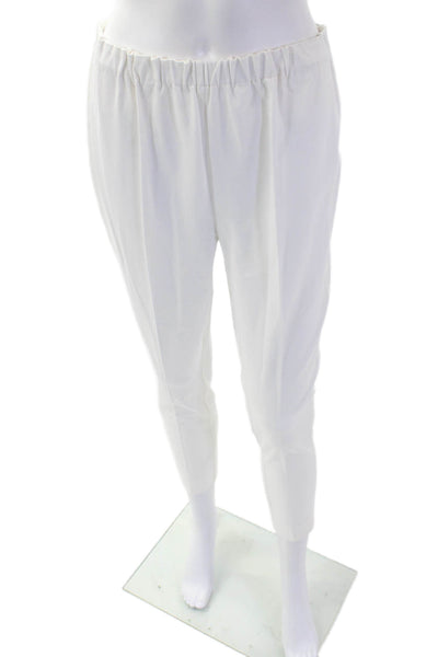 Lysse Women Ankle Pants White 100% Silk Classic Size M