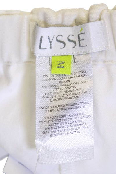 Lysse Women Ankle Pants White 100% Silk Classic Size M