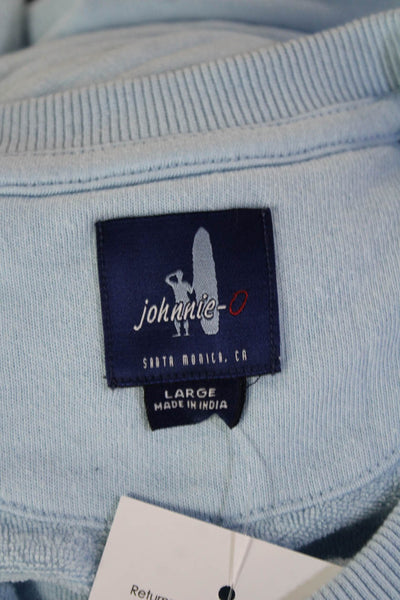 Johnnie-O Men Pullover Sweatshirts Light Blue Crew Neck 60/40 Cotton Size L