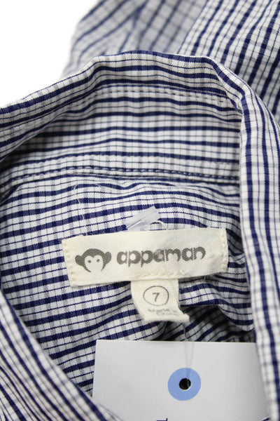 Appaman Boys Cotton Collared Button Front Geometric Print Shirt Blue Size 7