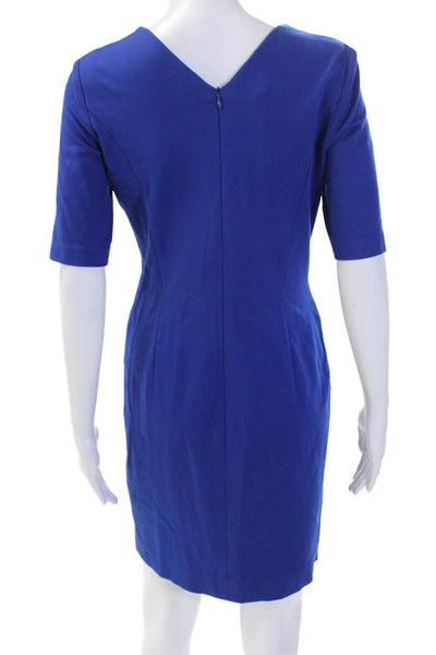 Escada Women Sheath Wrap Dress Blue V-Neck 3/4 Sleeve Short Size 36