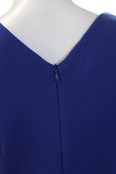 Escada Women Sheath Wrap Dress Blue V-Neck 3/4 Sleeve Short Size 36