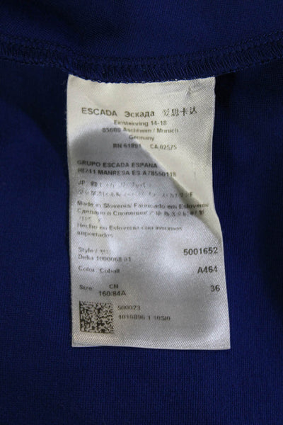 Escada Women Sheath Wrap Dress Blue V-Neck 3/4 Sleeve Short Size 36