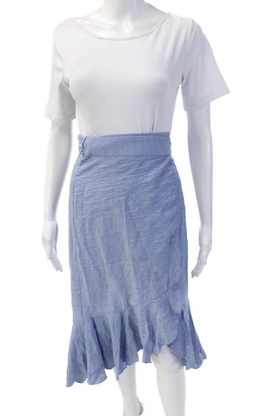 Intermix Women Blue Wrap Flare Long Skirt 99% Cotton Size PP