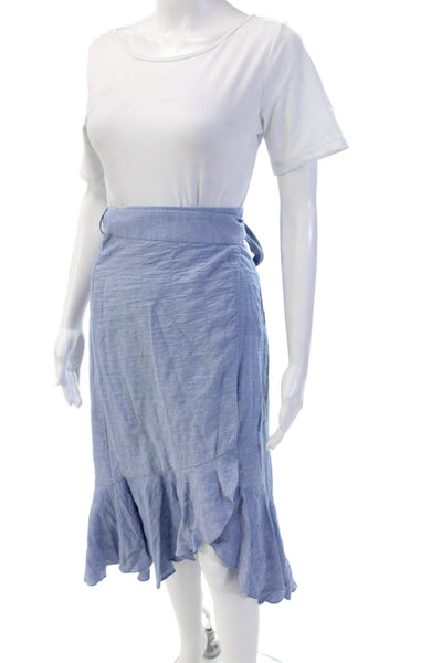 Intermix Women Blue Wrap Flare Long Skirt 99% Cotton Size PP