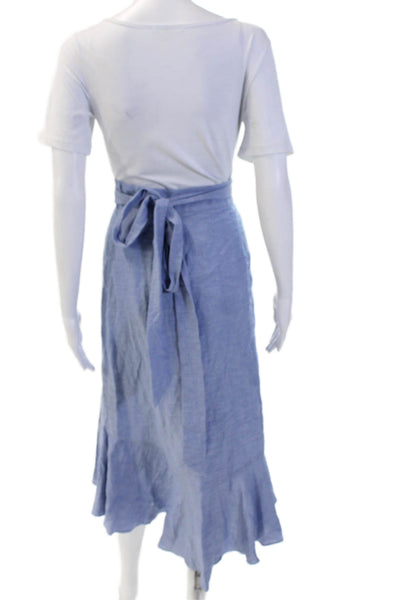 Intermix Women Blue Wrap Flare Long Skirt 99% Cotton Size PP