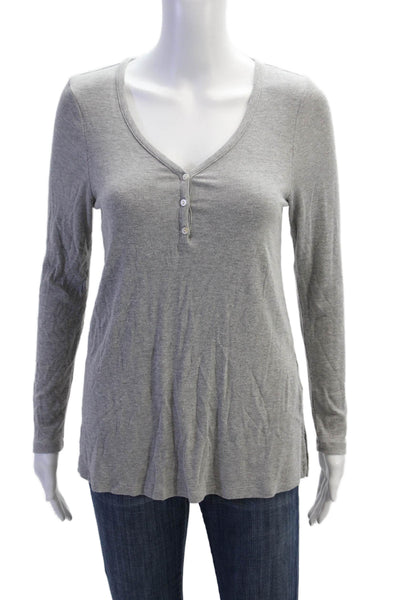 Hatch Women Gray V-Neck Button Tunic Long Sleeve Maternity Size 1