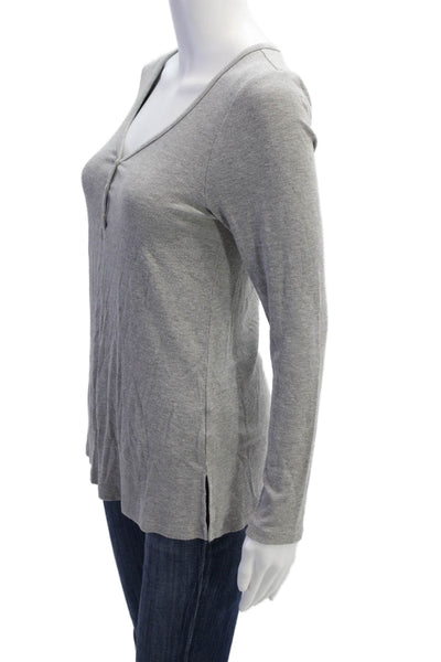 Hatch Women Gray V-Neck Button Tunic Long Sleeve Maternity Size 1